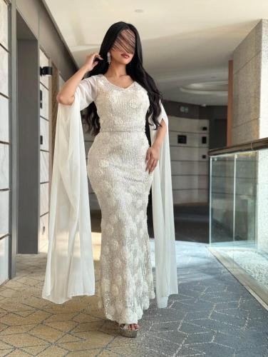 فستان سهرة ورور مع شيفون جورجيت