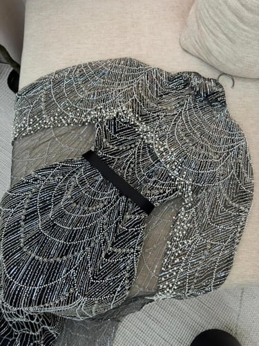 فستان انيق خامه تل مطرزه لول وخرز بالشغل الأصلي