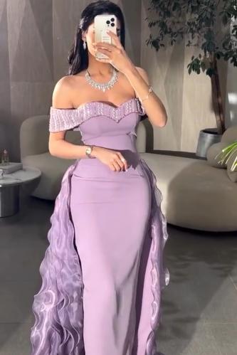 فستان انيق خامة باربي واورجنزا تطريز فخم