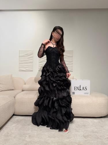 فستان سهرة شك يدوي مع كرنكل بشغل فاخر