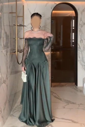 فستان دانتيل فرنسي مع تفته كوري