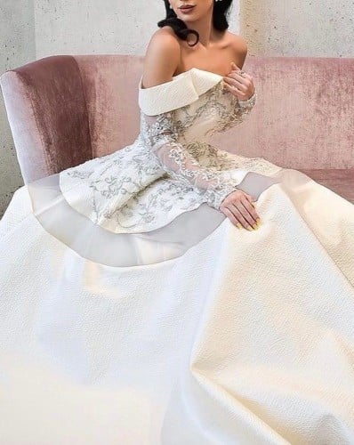 خامة جازار سهرة+كلفة تطريز سهرة بالشغل الاصلي