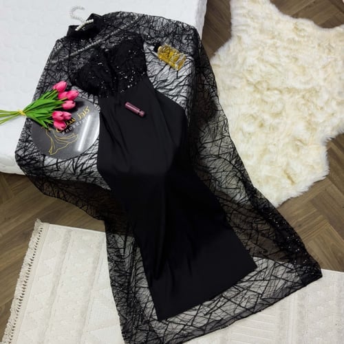 فستان اسود ماسك مع شك اصلي