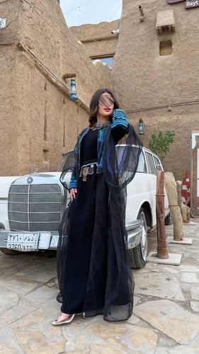 فستان عسيريه أزرق