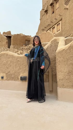 فستان عسيريه أزرق