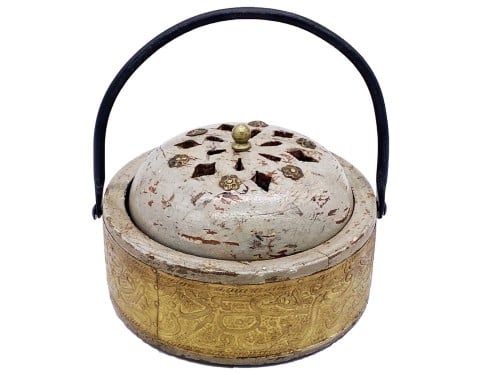 مبخرة خشب تراثي دائري بيج