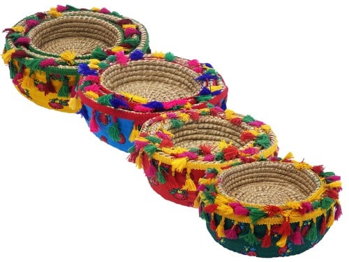 طقم صحون خوص ملبس شالكي