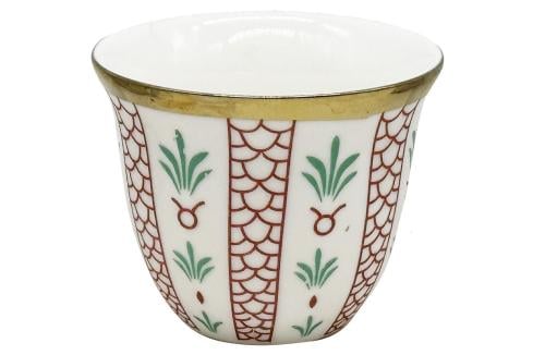 فناجيل قهوه تراثي احمر مذهب