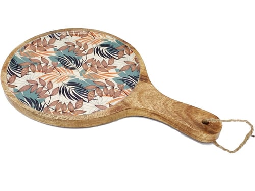 صحن تقديم خشب مدور بمقبض