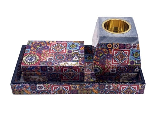 طقم صحن ومبخره وصندوق بخور موديل 87