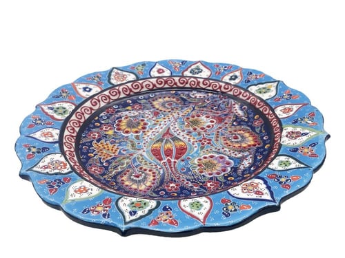 صحن سيراميك نفش يدوي دائري مقاس 31 سم