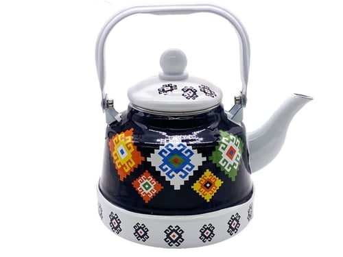 ابريق شاهي غضار نقشة تراثية