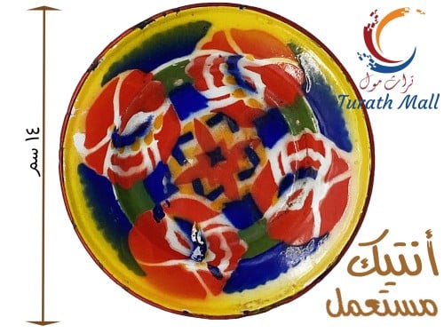 صحن غضار تراثي قديم جدا قطر ١٤ سم A5