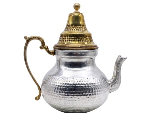 ابريق شاهي مغربي نحاس حب الرمان ناعم لونين ذهبي وف...