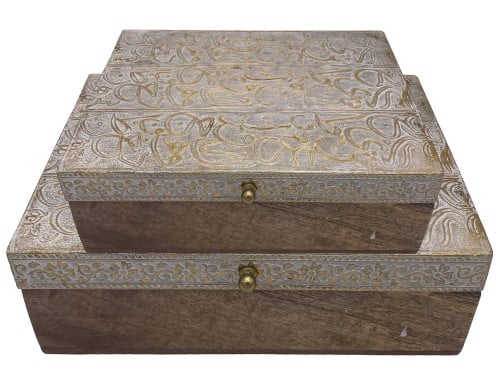 طقم علب خشبية تراثية مستطيلة الشكل