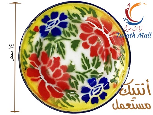 صحن غضار تراثي قديم جدا قطر ١٤ سم A2