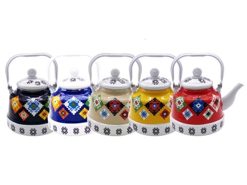 ابريق شاهي غضار نقشة تراثية