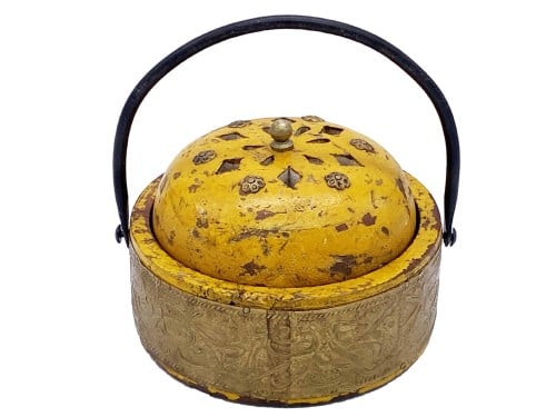 مبخرة خشب تراثي دائري اصفر