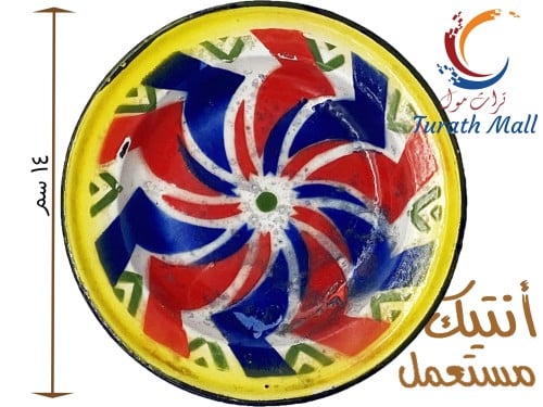 صحن غضار تراثي قديم جدا قطر ١٤ سم A12