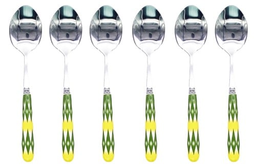 ملاعق طعام كبيره غضار اخضر عدد 6 ملعقه