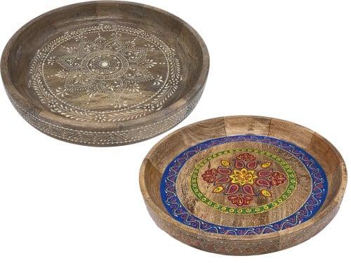 صينية خشب دائري