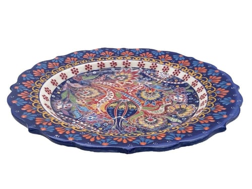 صحن سيراميك نفش يدوي دائري مقاس 31 سم