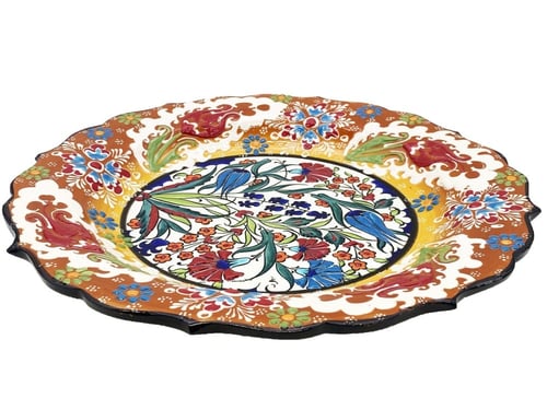 صحن سيراميك نفش يدوي دائري مقاس 31 سم