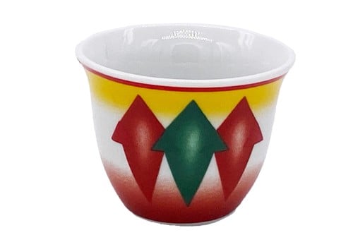 فناجيل قهوه غضار دايموند صغير لونين احمر واخضر