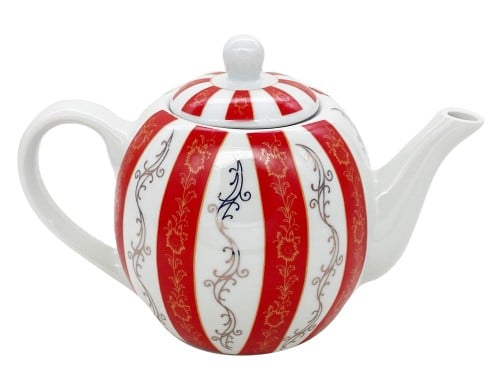 ابريق شاهي بورسلان نقشة كويتيه احمر