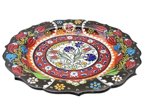 صحن سيراميك نفش يدوي دائري مقاس 31 سم