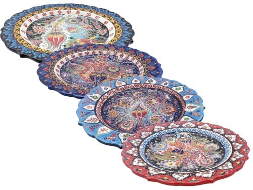 صحن سيراميك نفش يدوي دائري مقاس 31 سم