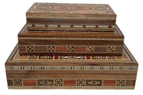 طقم علب خشبية تراثية مستطيلة الشكل