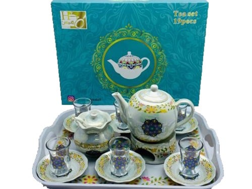 طقم شاهي بورسلان نقشة تراثي ورده