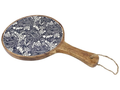 صحن تقديم خشب مدور بمقبض