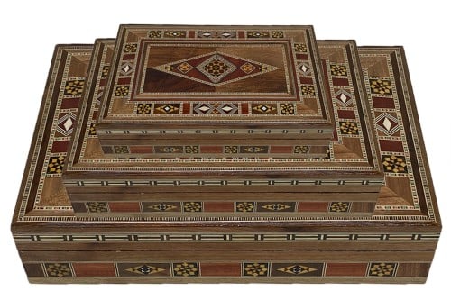 طقم علب خشبية تراثية مستطيلة الشكل