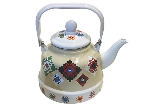 ابريق شاهي غضار نقشة تراثية