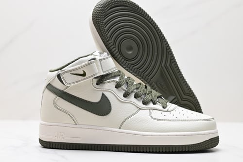 Nike Air Force 1 Mid White Army Green