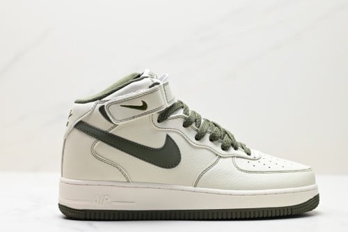 Nike Air Force 1 Mid White Army Green