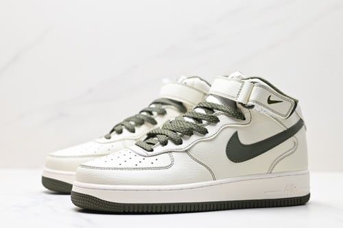 Nike Air Force 1 Mid White Army Green