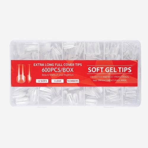 Splash Soft Gel Tips Square Shape - Clear 600 Pcs