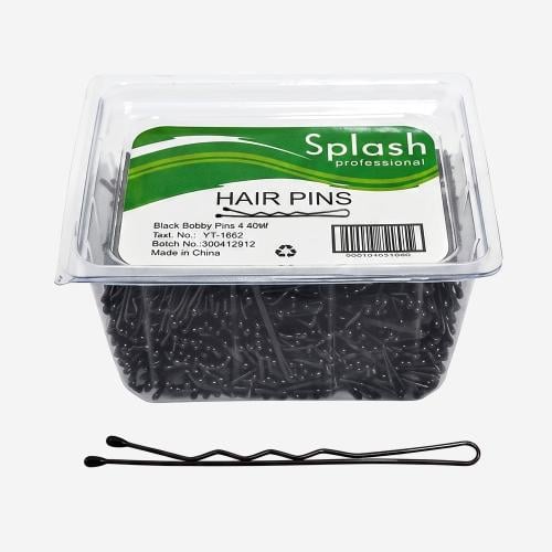 Splash Black Bobby Hair Pins 4.5cm