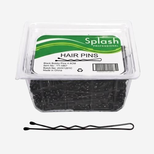 Splash Black Bobby Hair Pins 4.8cm
