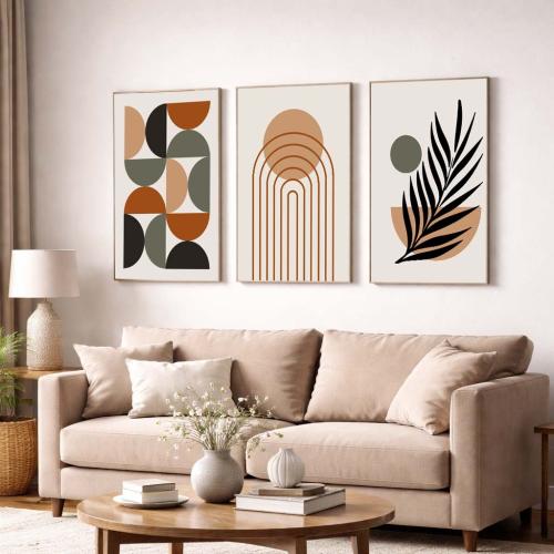 Three-piece artistic panels for majlis
