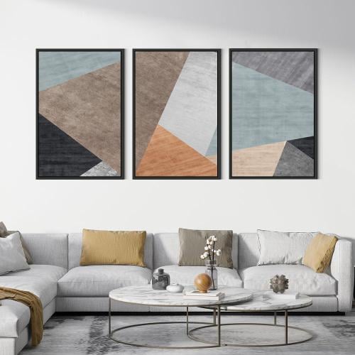 Modern contemporary three-panel artwork for decora...