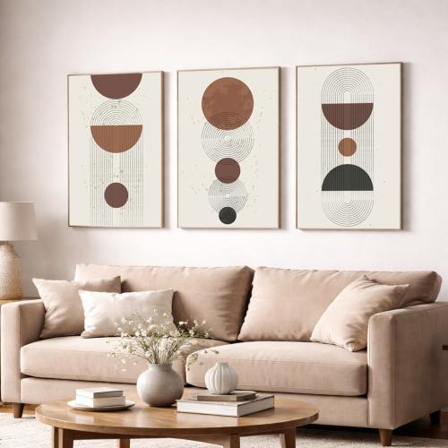 Triptych panels with modern artistic design