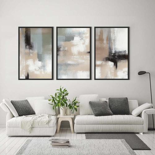 Three artistic panels with abstract design
