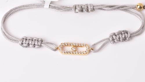 Gray thread bracelet with silver 925 karat gold-pl...