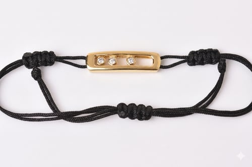 Sterling silver bracelet 925 with black thread