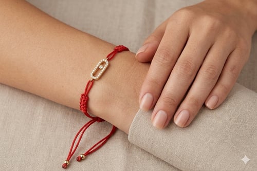 Red thread bracelet, 925 silver, gold-plated
