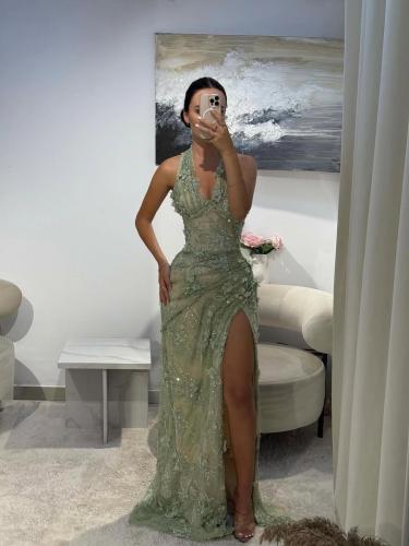 Evening dress in two colors